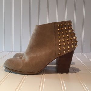 Zara Suede Gold Studded Booties sz 37
